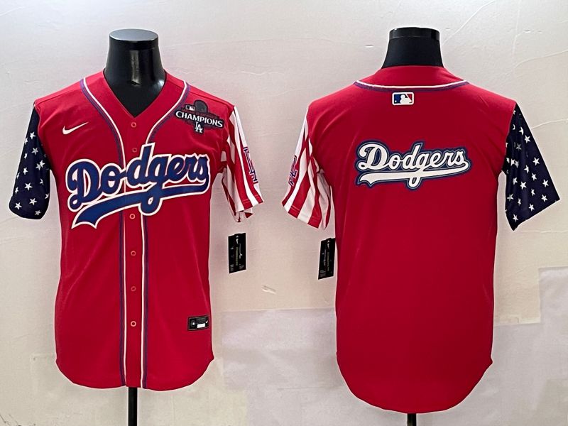 Men Los Angeles Dodgers Blank Red a generation of national flags Joint name 2025 Nike MLB Jersey style 20->los angeles dodgers->MLB Jersey